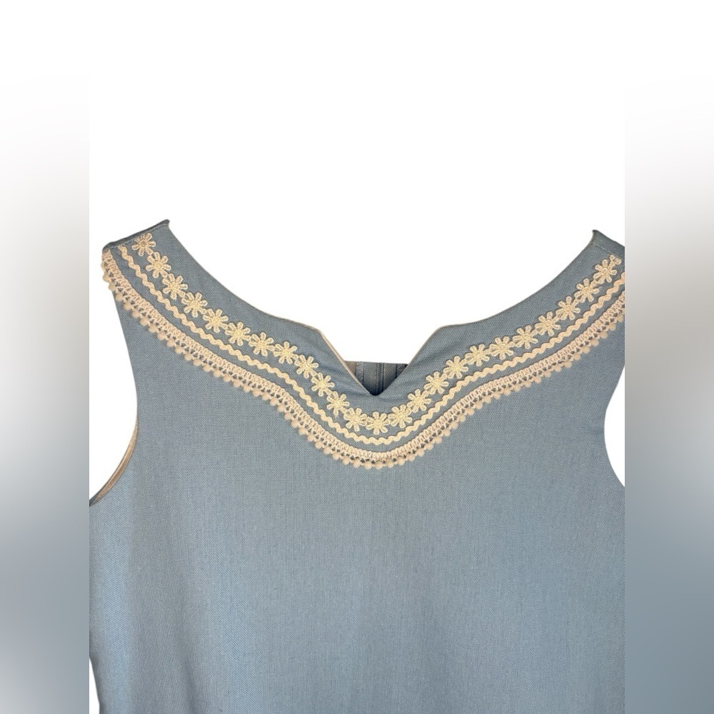 MAGGIE BREEN A-line Dress w Decorative Trim- Blue-NWT Girls 7 Made in USA - Picture 5 of 5